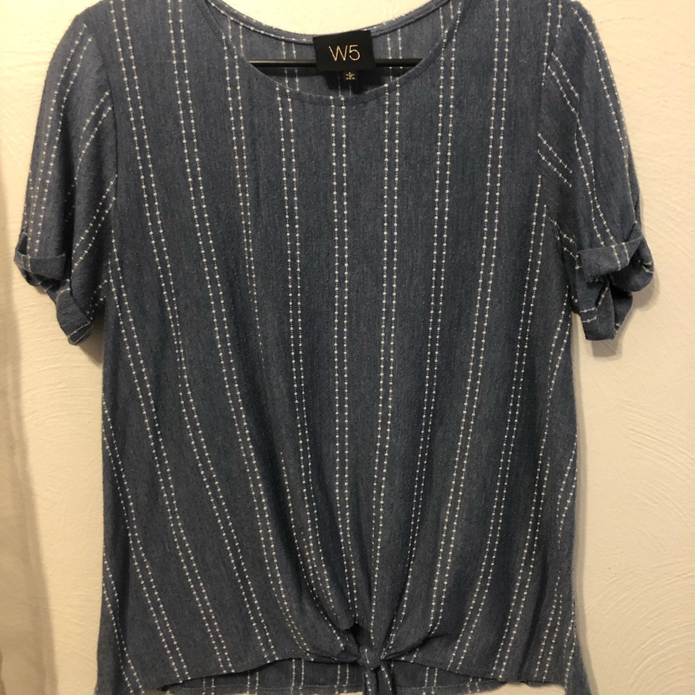 Blue and White Polka Dot Top